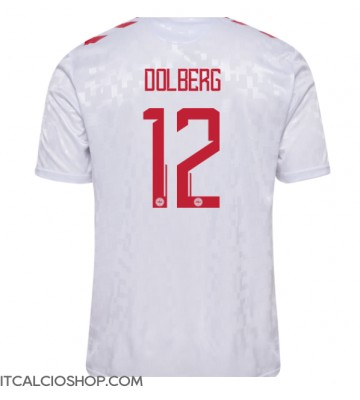 Danimarca Kasper Dolberg #12 Seconda Maglia Europei 2024 Manica Corta